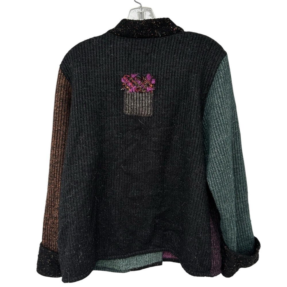 Lee Andersen Patchwork Indie Cardigan Sweater - Size Medium - Black & Purple - Picture 3 of 8